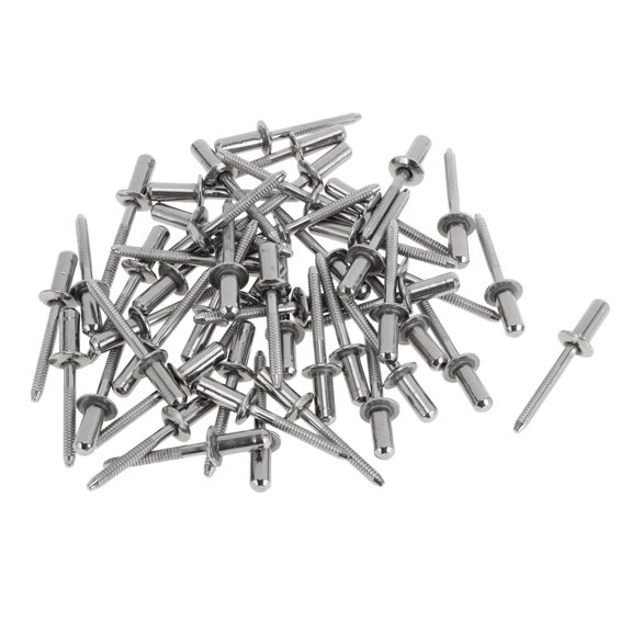 Dome Head Closed Sealing Rivets 6.4mm Grip Diameter 20mm Grip Length 13mm Flange Diameter Stainless Steel Silver Tone 50 Pcs