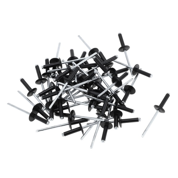 Dome Head Large Flange Blind Rivets 4mm Grip Diameter 16mm Grip Length 12mm Flange Diameter Aluminum Alloy Iron Silver Tone Black 50 Pcs
