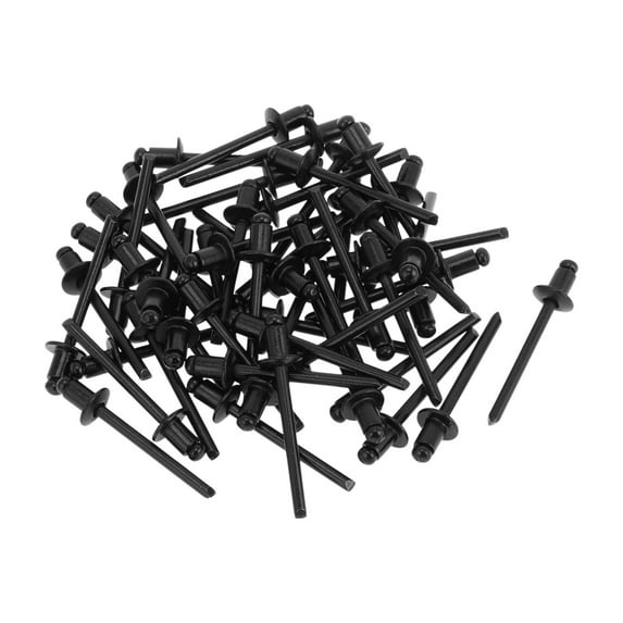 Dome Head Large Flange Blind Rivets Black 50 Pcs 4.8mm Grip Diameter 6mm Grip Length 9.5mm Flange Diameter Aluminum Alloy Iron