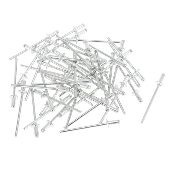 Dome Head Large Flange Blind Rivets Silver Tone 50 Pcs 3mm Grip Diameter 4mm Grip Length 6mm Flange Diameter Aluminum Alloy Iron