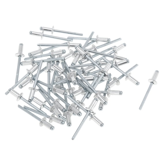 Dome Head Large Flange Blind Rivets Silver Tone 50 Pcs 5mm Grip Diameter 8mm Grip Length 9.5mm Flange Diameter Aluminum Alloy Iron