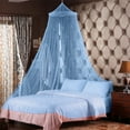 thumbnail image 1 of Dome Mosquito Net for 1.5m-1.8m Beds, Ceiling & Floor Installation, White/Pink/Blue, 30m Height, 8m Hem Circumference, 0.6m Dome Diameter, Polyester Material, Includes Retaining Ring, 1 of 7