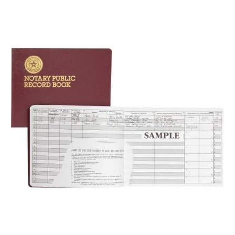 Notary Public Record Book, 10 Column Format, Maroon Cover, 10.5 x 8.25 Sheets, 32 Sheets/Book