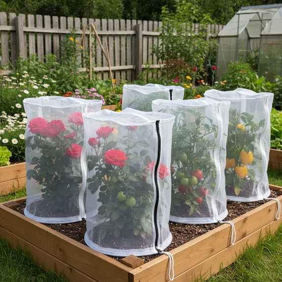 Dome Plant Protection Net 2 Pack, Insect Bird Barrier for Garden, Reusable Fine Mesh Cover for Tomato, Vegetable, Flower, 15.7-23.6 in