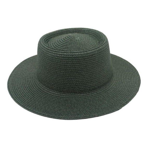 Dome Retro Straw Hat, French Style Top Hat, Casual Outdoor Sun Cap, Lightweight Breathable Solid Color Headwear for Outing Leisure Vacation Travel Simple Elegant Fashion Headgear,Blackish Green