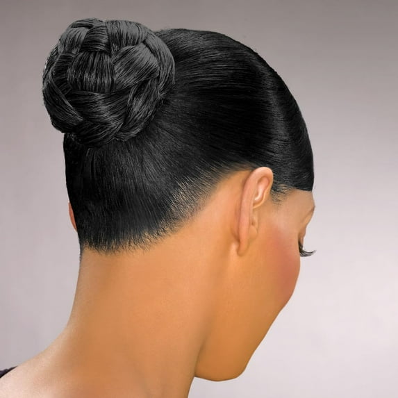Dome S Hairpiece Color 1 Black - Formal Tighter Braided Chignon Bun Updo Synthetic African American Womens Lightweight Bundle Hairloss Booklet