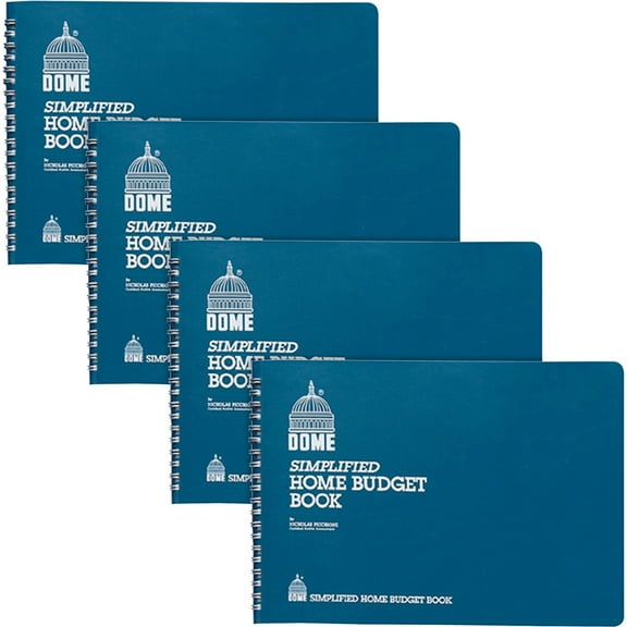 Dome Simplified Home Budget Book - 64 Sheet(s) - Wire Bound - 10.50" X 7.50" Sheet Size - White - White Sheet(s) - Blue Cover - Recycled - 4 / Bundle