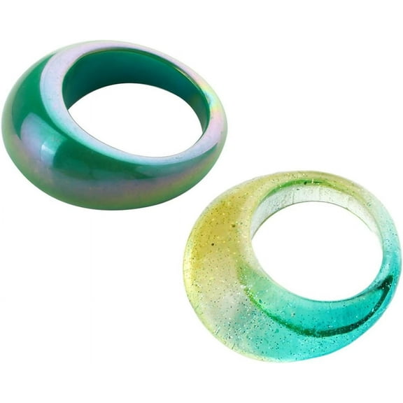 Dome Statement Acrylic Rings Set Translucent Imitation Green Jade Amber Marble Chunky Resin Rings Set for Women VSCO Chic Style Jewelry