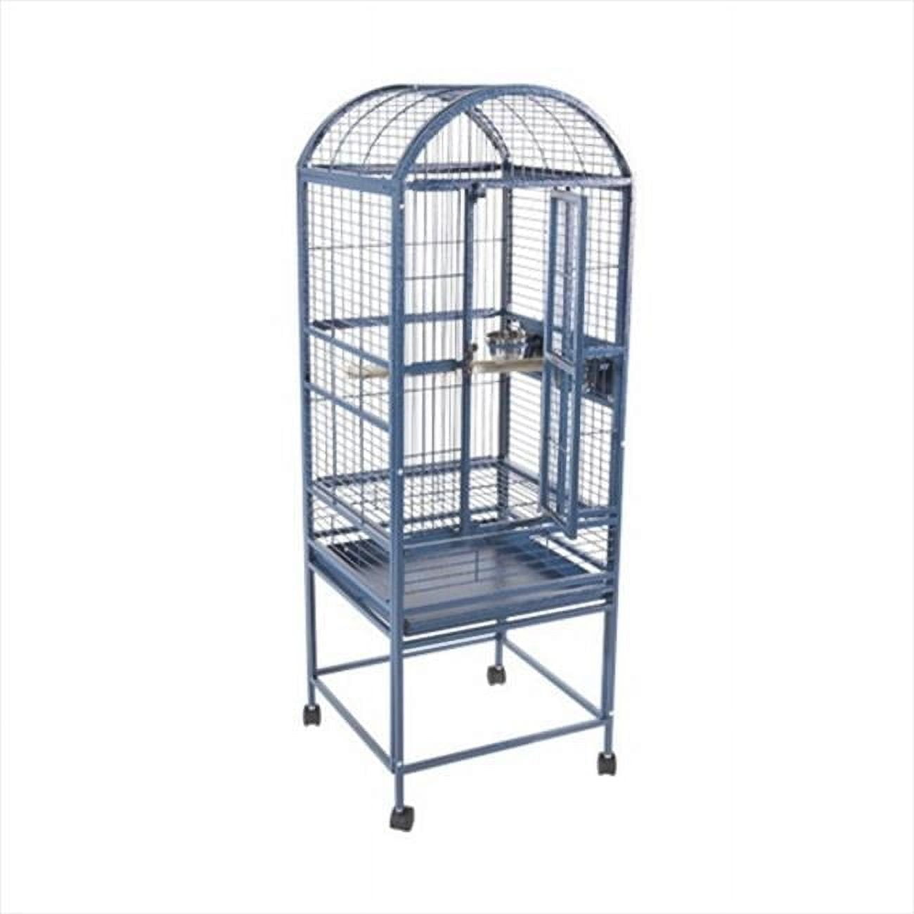 Black Hammertone Steel Dome Top Bird Cage with Wheels