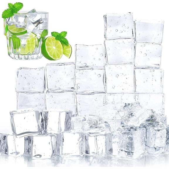 DomeStar 100PCS Clear Fake Ice Cubes, 1"x 1"x 0.8"Acrylic Fake Ice Vase Fillers