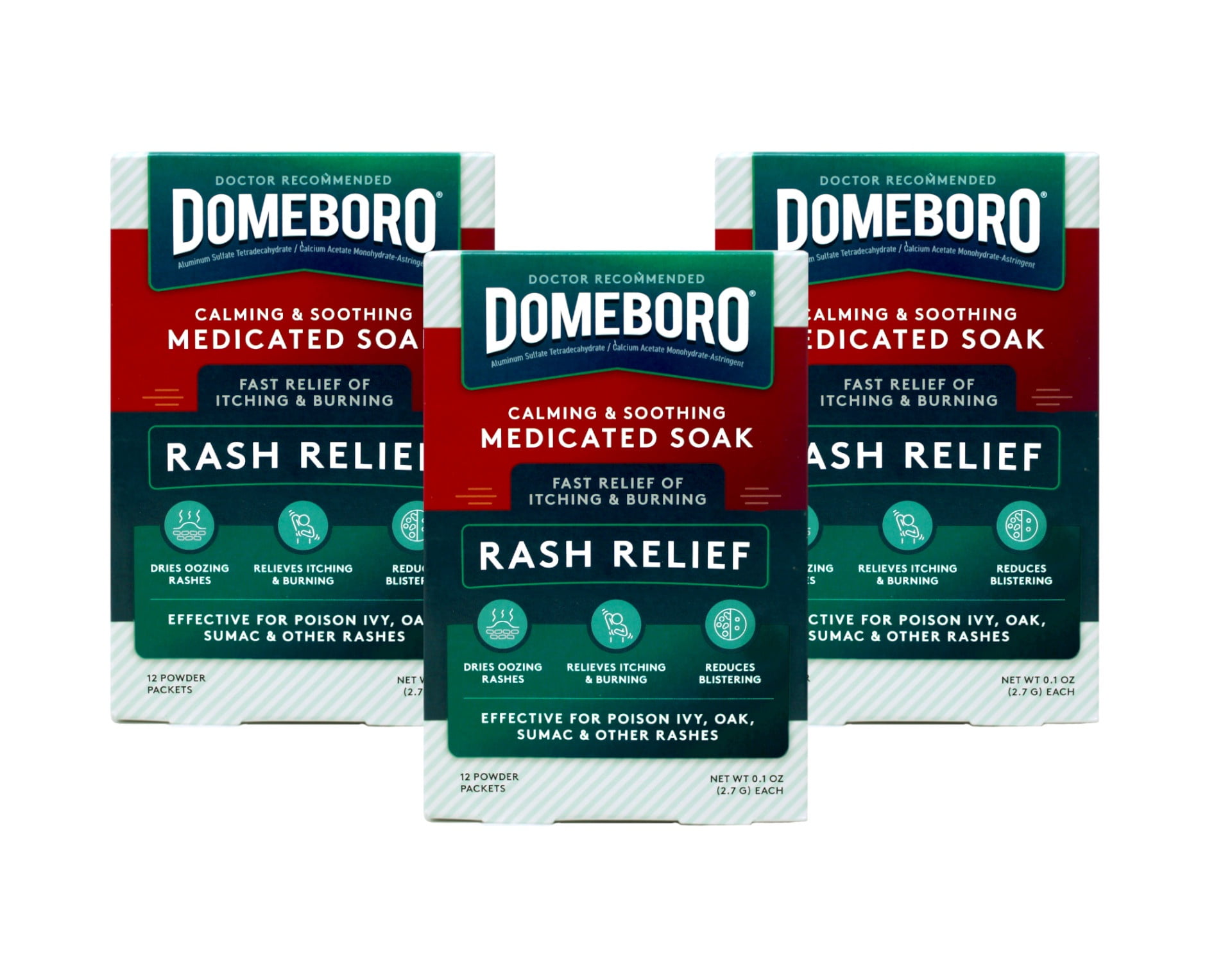 Domeboro Soothing Soak Rash Relief Powder Packets, 12 ea (Pack of 3)