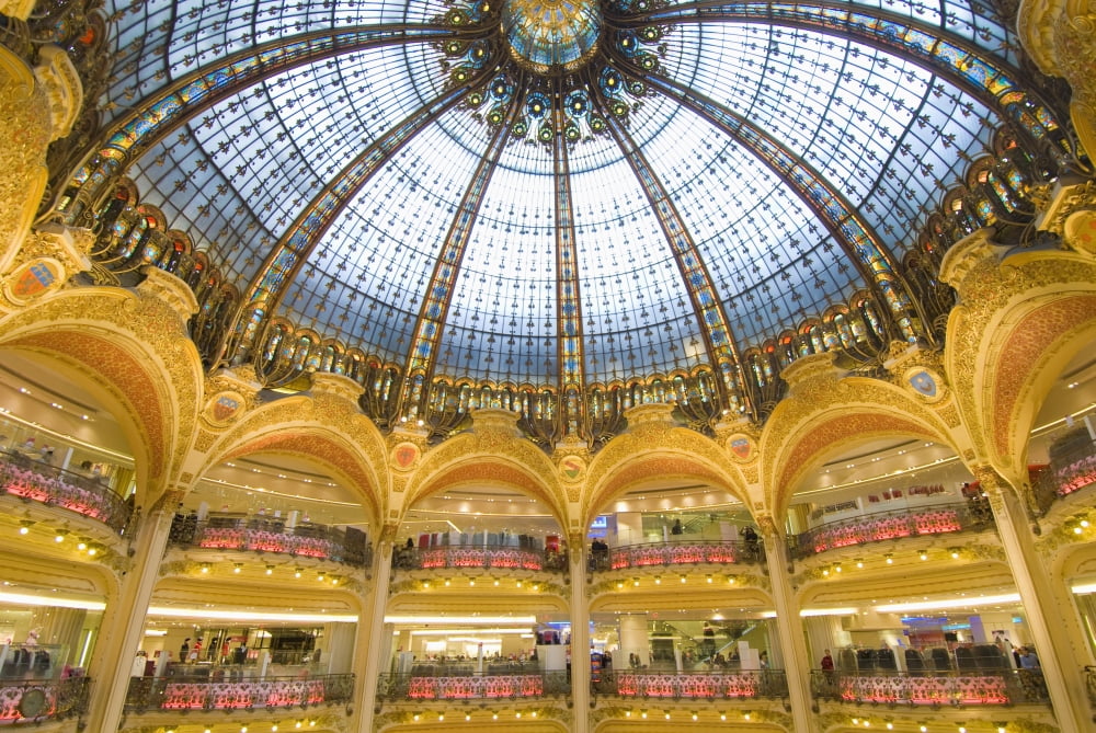 Domed Central Area Of Galeries Lafayette Paris France Canvas Art - Ian Cumming Design Pics (36 x 24)