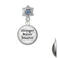 thumbnail image 1 of Domed Stronger Braver Smarter - Star of David with Blue Crystal Charm Bead, 1 of 1
