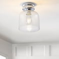thumbnail image 1 of JONATHAN Y Domenic 7.75" Metal/Seeded Glass LED Flush Mount, Chrome, JYL7442B, 1 of 8