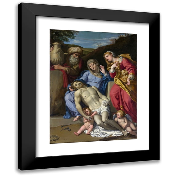 Domenichino 15x18 Black Modern Framed Museum Art Print Titled - The Lamentation (1603)