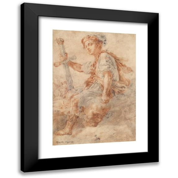 Domenico Fetti 11x14 Black Modern Framed Museum Art Print Titled - David with the Head of Goliath (1620)