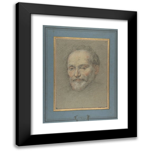 Domenico Fetti 15x18 Black Modern Framed Museum Art Print Titled - Head of a Bearded Man (1588-1623)
