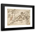 thumbnail image 1 of Domenico Gargiulo 24x19 Black Modern Framed Museum Art Print Titled - Reclining River God, a Goat's Head, and Studies of Heraldic Emblems (1612-75), 1 of 5
