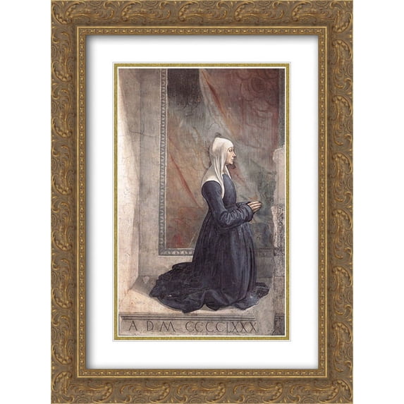 Domenico Ghirlandaio 2x Matted 18x24 Gold Ornate Framed Art Print 'Portrait of the Donor Nera Corsi Sassetti'