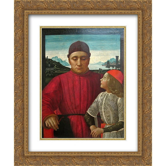 Domenico Ghirlandaio 2x Matted 20x24 Gold Ornate Framed Art Print 'Francesco Sassetti and His Son Teodoro'