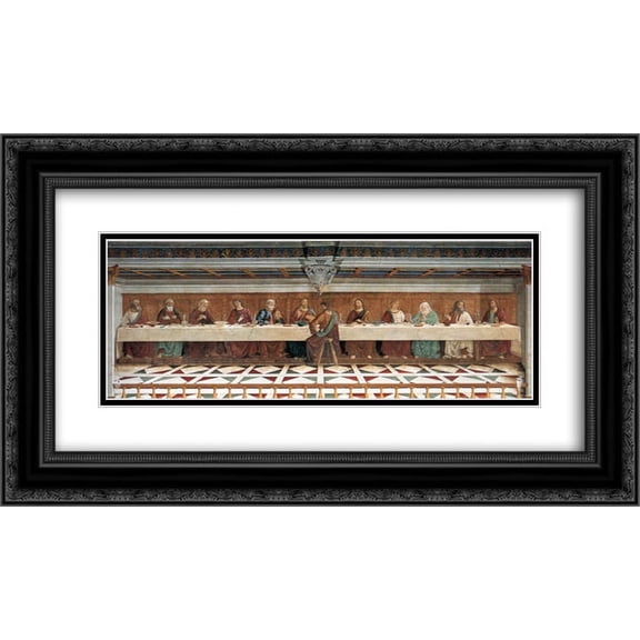 Domenico Ghirlandaio 2x Matted 24x14 Black Ornate Framed Art Print 'Last Supper'