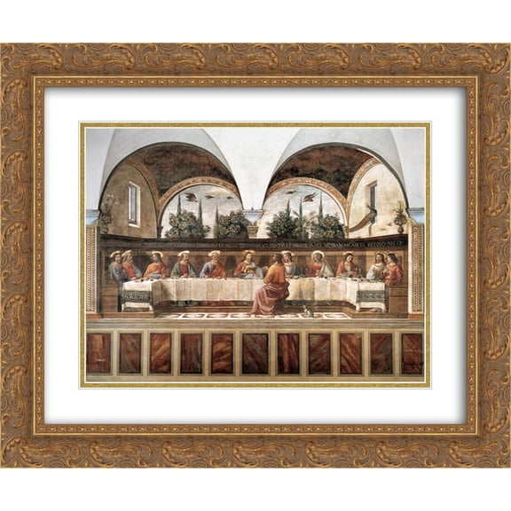 Domenico Ghirlandaio 2x Matted 24x20 Gold Ornate Framed Art Print 'Last Supper'