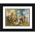thumbnail image 1 of Domenico Induno 24x18 Black Ornate Framed Double Matted Museum Art Print Titled: The Bulletin of Villafranca (1859), 1 of 5