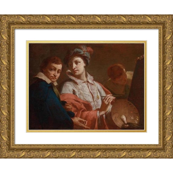 Domenico Maggiotto 18x14 Gold Ornate Wood Frame and Double Matted Museum Art Print Titled - Allegory of Painting