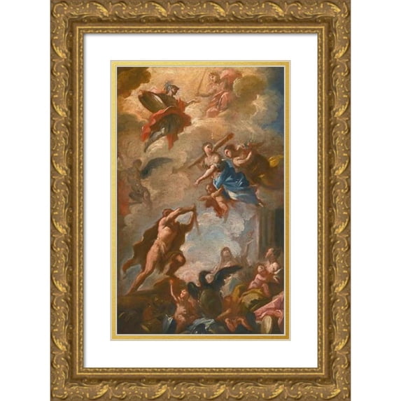 Domenico Mondo 13x18 Gold Ornate Wood Frame and Double Matted Museum Art Print Titled - The Triumph of Hercules