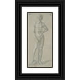 thumbnail image 1 of Domenico Veneziano 10x18 Black Ornate Wood Framed Double Matted Museum Art Print Titled - Standing Youth Holding a Club (1438-61), 1 of 5