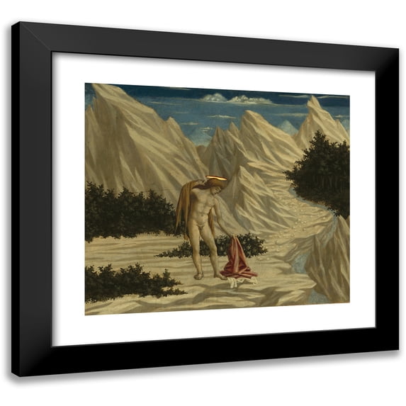 Domenico Veneziano 22x20 Black Modern Framed Museum Art Print Titled - Saint John in the Desert (C. 1445-1450)