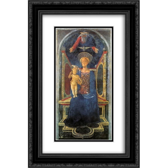 Domenico Veneziano 2x Matted 16x24 Black Ornate Framed Art Print 'Madonna and Child'