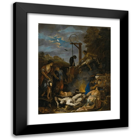 Domenicus van Wijnen 20x24 Black Modern Framed Museum Art Print Titled - The Witches’ Sabbath by Moonlight