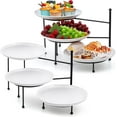 Domensi 2 Set 3 Tiered Serving Tray with 3 White Melamine Plates, 10" x