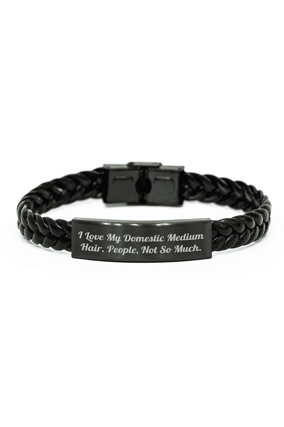 Domestic Medium Hair Humor Gifts for Men - Funny Quote Interlaced Leather Bracelet, Gifts from Men to Father's Day Unique Gifts, Stainless Steel PU Leather Accessories