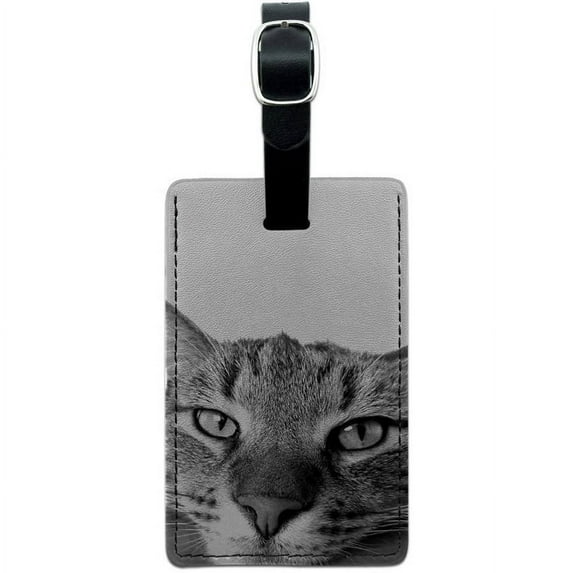 Domestic Shorthair Tabby Cat Leather Luggage ID Tag Suitcase Carry-On