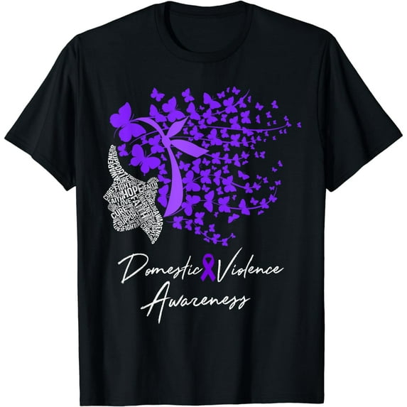 Domestic Violence Awareness Gifts Purple Butterflies T-Shirt