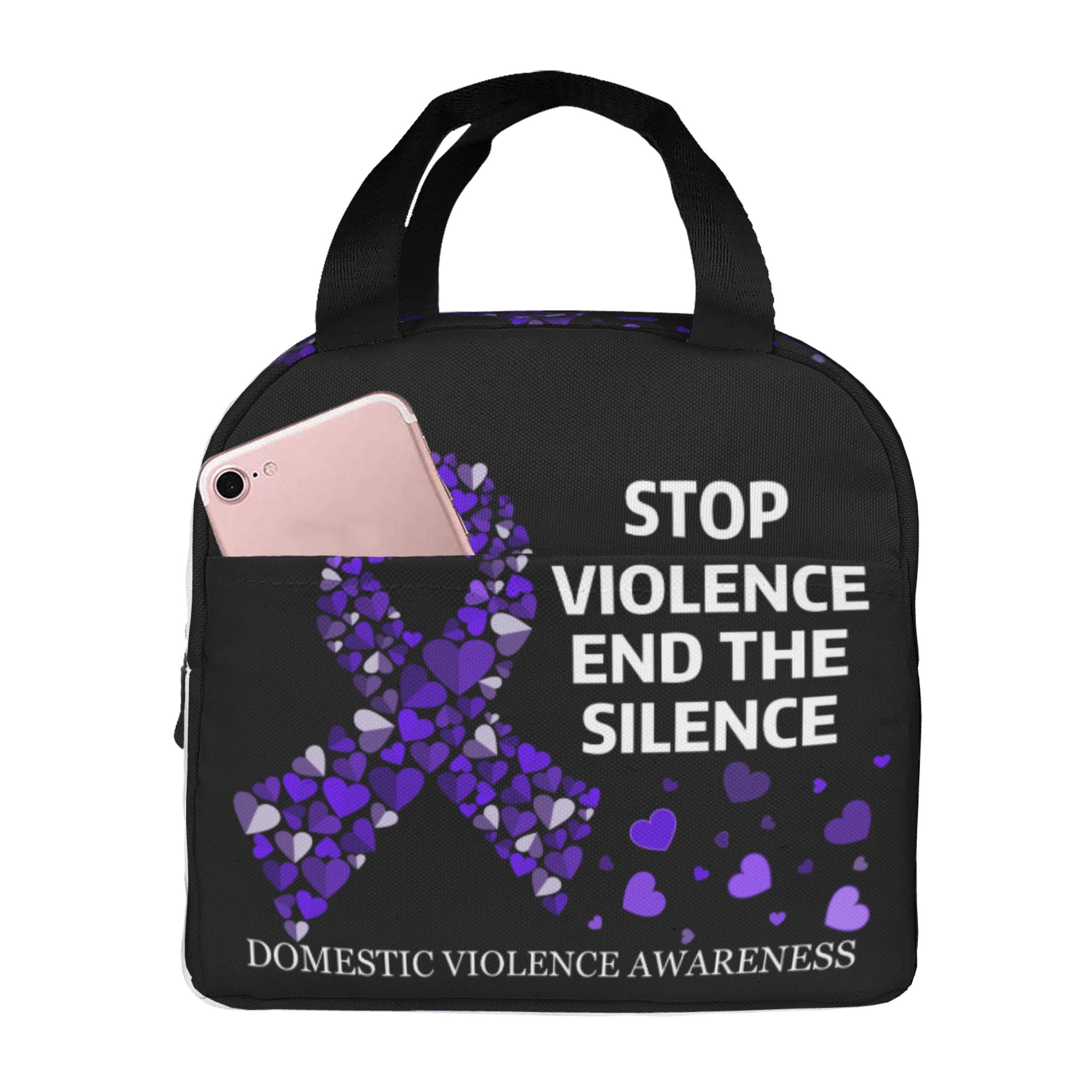 Violent Box Domestic Violence Awareness Month Lunch Bag Reusable Insulated Tote Box ...
