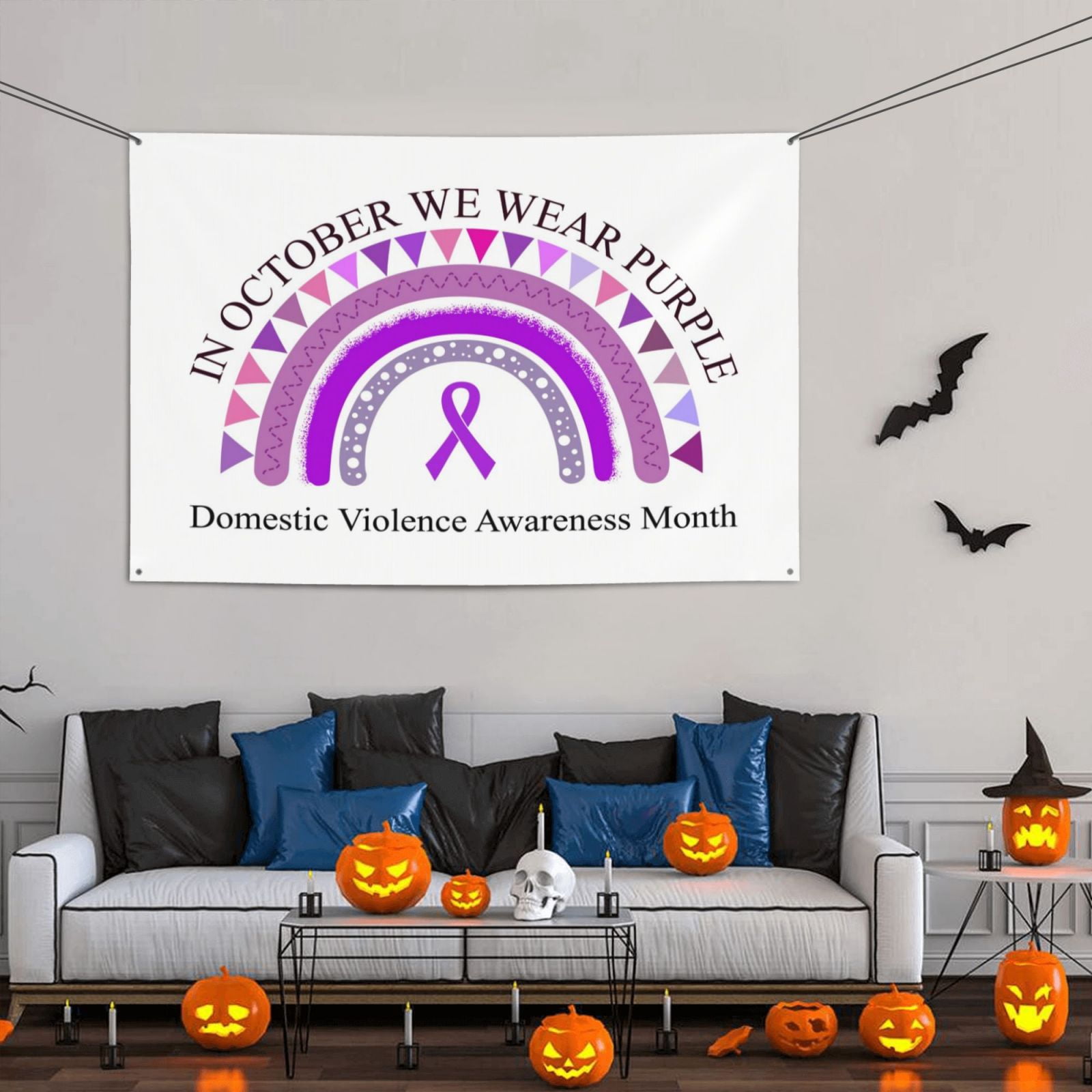 Domestic Violence Awareness Month Purple Ribbon Banner Party Backdrop ...