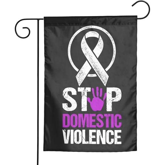 Domestic Violence Awareness Month Purple Ribbon Flag Double Sided Garden Flags Welcome Banner Decoration For Wedding Party Yard 12x18 Inch
