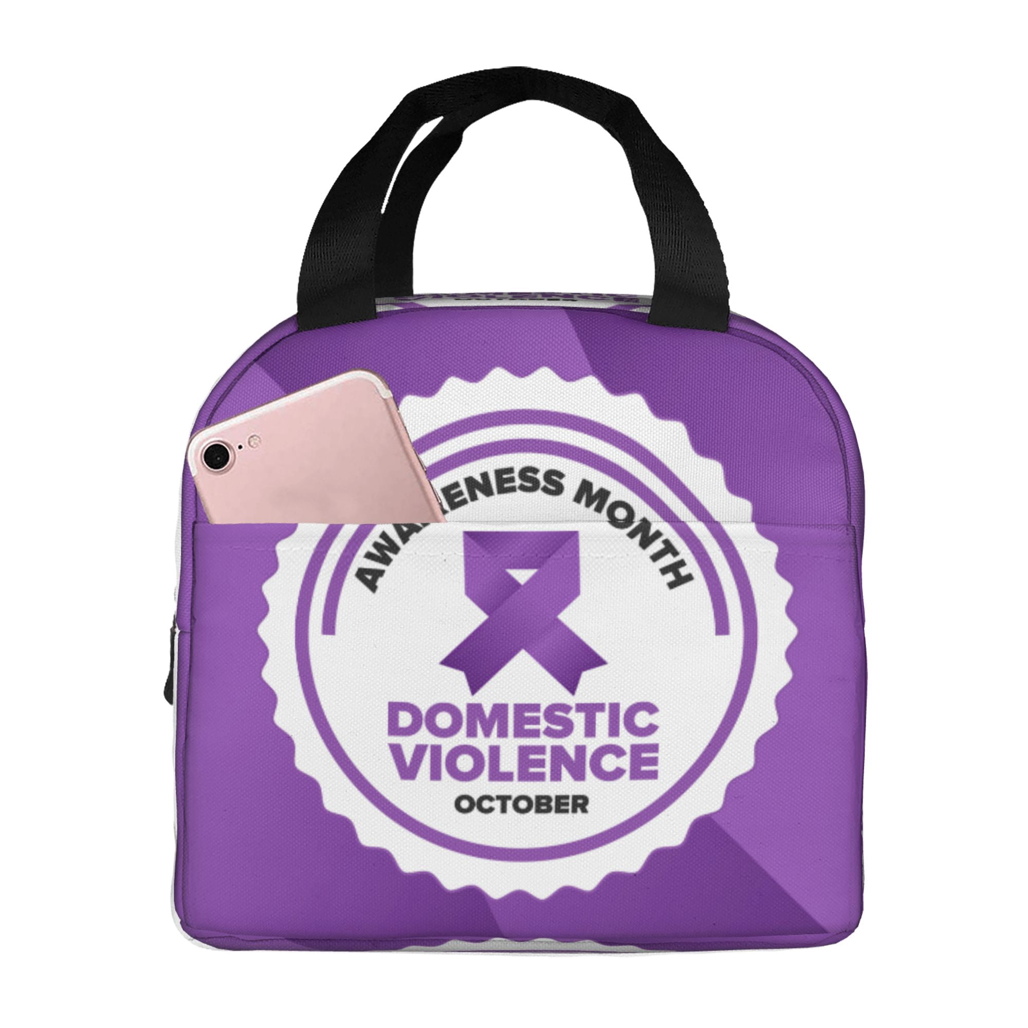 Violent Box Domestic Violence Awareness Month Purple Ribbon Lunch Bag Reusable ...
