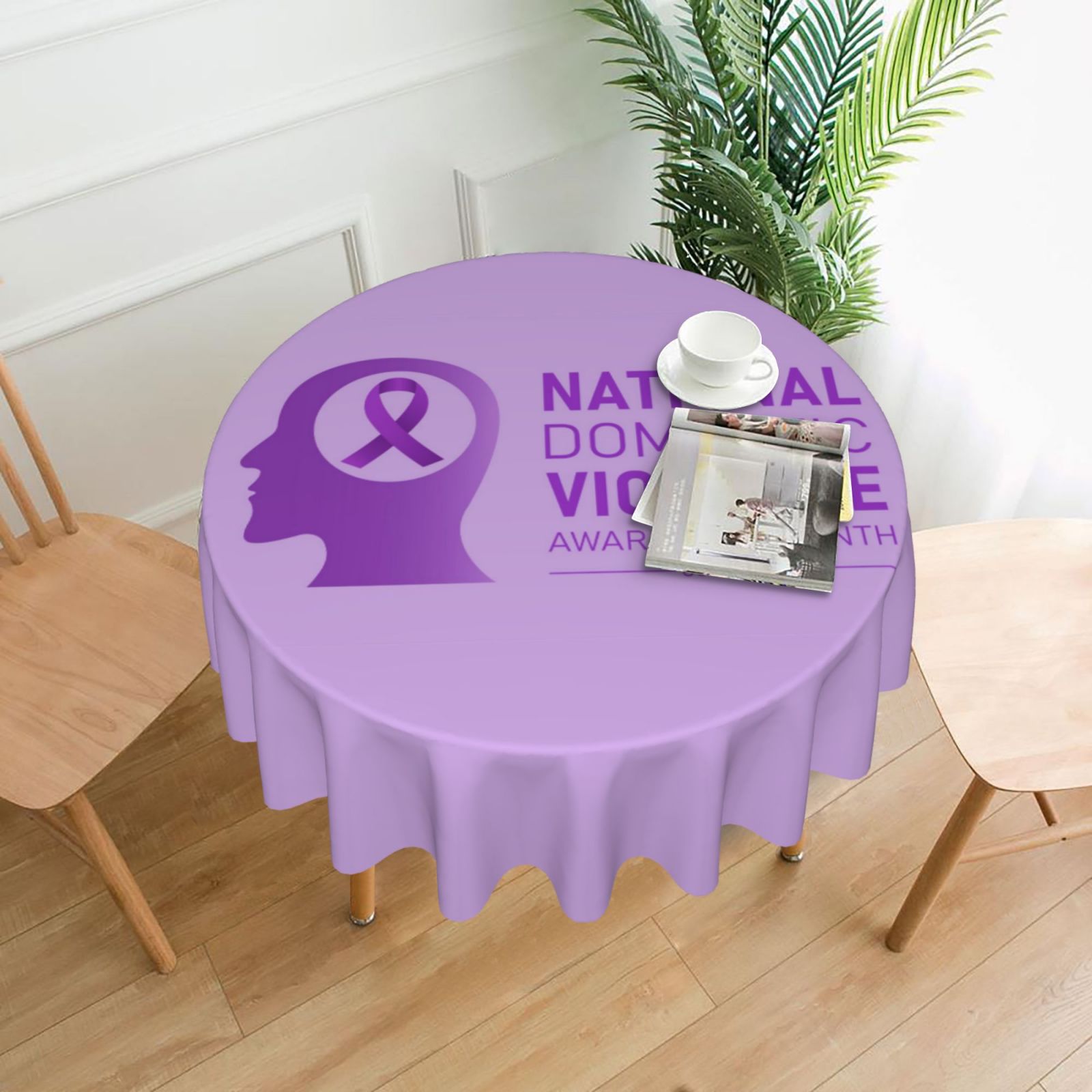 Breling 3-Pack Purple Ribbon Awareness Tablecloths – 54x108 Inch, Plastic, For Alzheimer's, Cancer, DV Events
