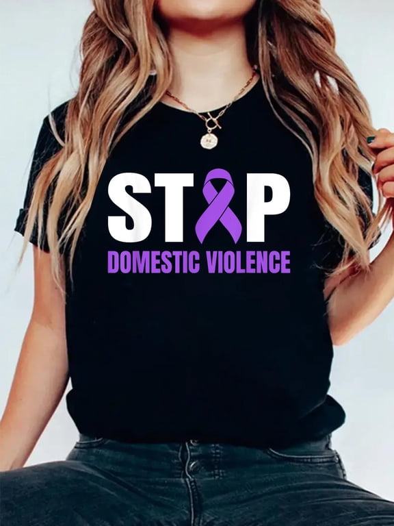Domestic Violence Awareness Squad Women Support Survivor T-Shirt Graphic Tee summer Tops For Women Round Neck Fashion Cotton shirts