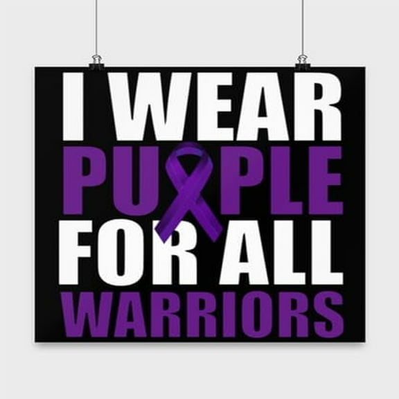 Domestic Violence Poster, I Wear Purple For All Warriors, Unity Wall Art Gift, Black 13x13in Poster