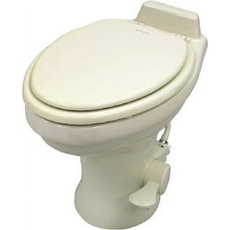 Dometic 320 RV Toilet - Gravity Flush with enameled wood seat - Standard Height Flush with Foot Pedal for RVs, Trailers, and Outdoor Campers