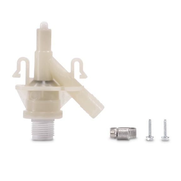 Genuine Dometic OEM Water Valve Kit - 300 and 400 Series Dometic and Sealand Toilets, Includes Hose Clamp and Fasteners, Compact Kit for Efficient Repair and Replacement, White (385311641)