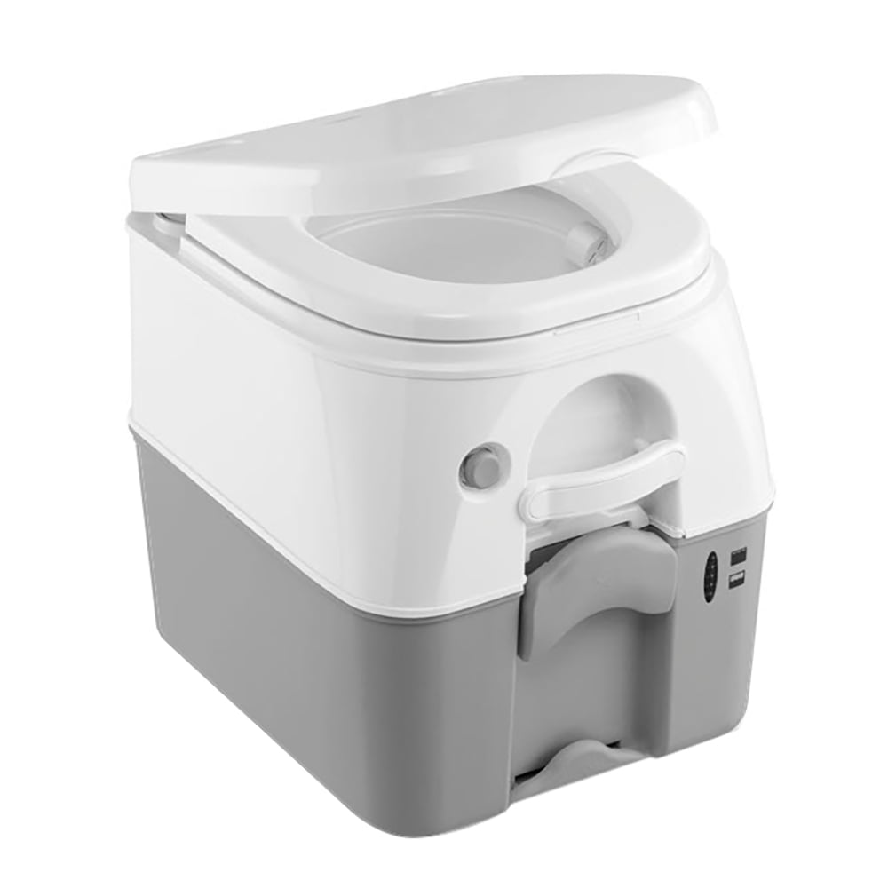 Gray High-Density Polyethylene Portable Camp Toilet with Mounting Brackets