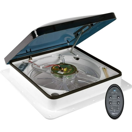 Dometic Fan-Tastic Vent RV Roof Vent with Thermostat and Rain Sensor, Manual and Automatic Speeds 12 Volt RV Vent Fan, Smoke Dome RV Vent Cover - Model 7350 (White)