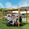 thumbnail image 1 of Domi 10' X 13' Outdoor Retractable Pergola Canopy, Aluminum Patio Pergola, Sun Shade Shelter for Backyards, Gardens, Patios, Deck, Ideal for BBQ, Party, Beach and More, Wood-Looking, 1 of 10