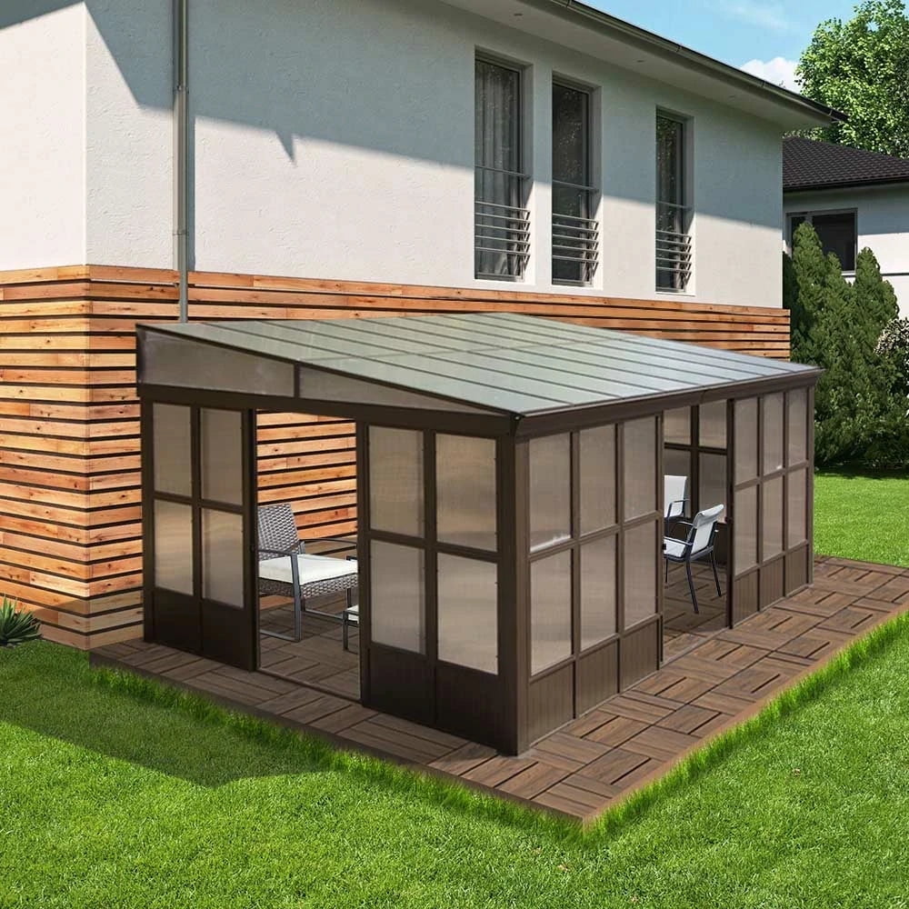 Domi 12x16FT Wall Mounted Sunroom, Wall Solarium with Aluminum PC